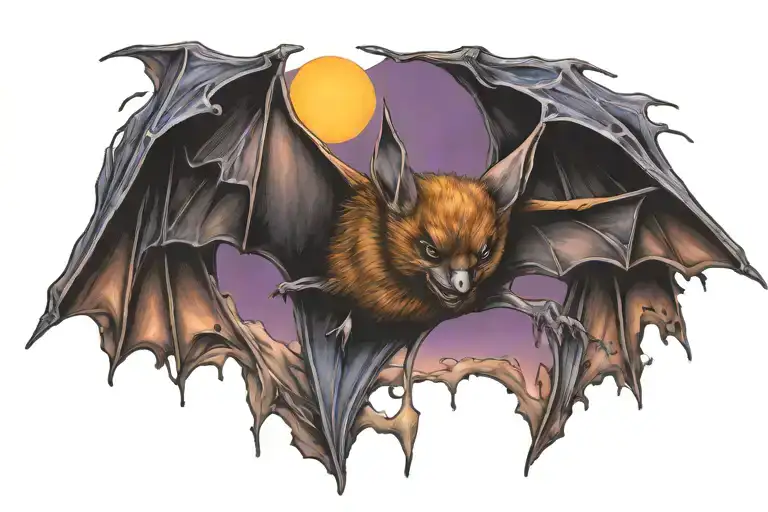 bat flying tattoo design idea