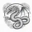 aztec snake dragon wrapping itself tattoo design idea