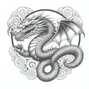 aztec snake dragon wrapping itself tattoo design idea