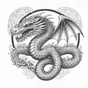 aztec snake dragon wrapping itself tattoo design idea