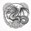 aztec snake dragon wrapping itself tattoo design idea