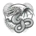 aztec snake dragon wrapping itself tattoo design idea