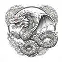 aztec snake dragon wrapping itself tattoo design idea