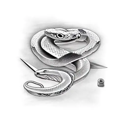 snake around sword  tattoo design idea