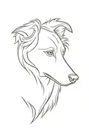 border collie outline, faded in rectangle frame, missing details.  tattoo design idea