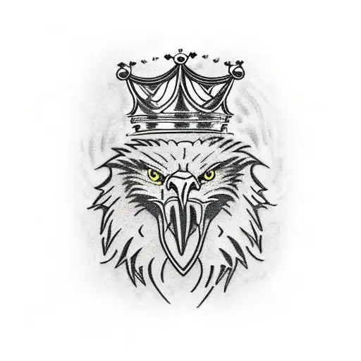 Two-headed Bald Eagle with a Crown, and a chest armor with a lion on it.  tattoo design idea
