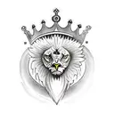 Two-headed Bald Eagle with a Crown, and a chest armor with a lion on it.  tattoo design idea