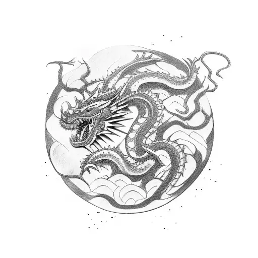 Samurai sword with a dragon wrapped around it tattoo design idea