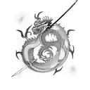 Samurai sword with a dragon wrapped around it tattoo design idea