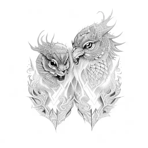 Twin flame  tattoo design idea