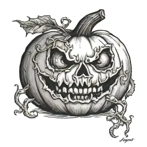 halloween, pumpkin tattoo design idea
