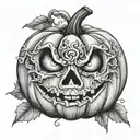 halloween, pumpkin tattoo design idea