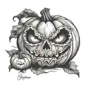 halloween, pumpkin tattoo design idea