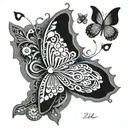 An intricate design of a biomechanical butterfly incorporating elements of human anatomy, inspired by the client's love for biology. tattoo design idea