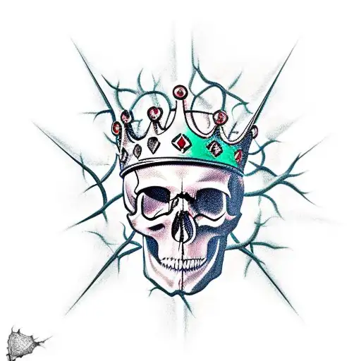 skull whith crown of thorns tattoo design idea