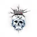 skull whith crown of thorns tattoo design idea