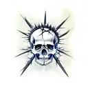 skull whith crown of thorns tattoo design idea
