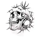 skull whith crown of thorns tattoo design idea