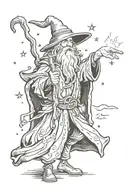 wizard casting a spell tattoo design idea