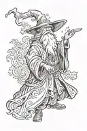 wizard casting a spell tattoo design idea