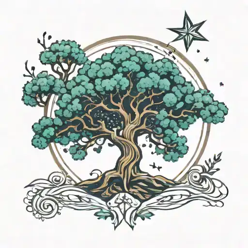 tree sirius Orion vector tattoo design idea