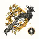 tree sirius Orión vector graphic black tattoo design idea