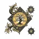 tree sirius Orión vector graphic black tattoo design idea
