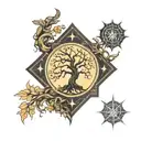 tree sirius Orión vector graphic black tattoo design idea