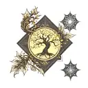 tree sirius Orión vector graphic black tattoo design idea