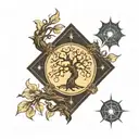 tree sirius Orión vector graphic black tattoo design idea