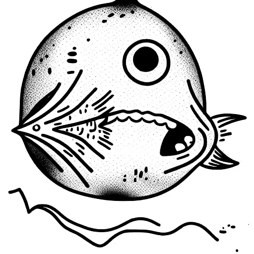 deep sea angler fish in the style of Dan Scanlon tattoo design idea