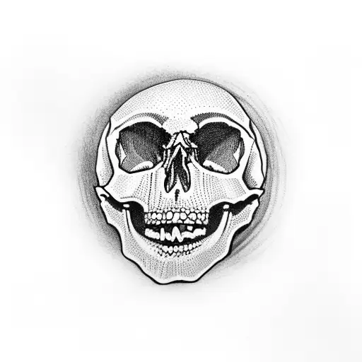 skull with a 20 sided dice in his mouth tattoo design idea