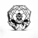 skull with a 20 sided dice in his mouth tattoo design idea