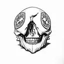 skull with a 20 sided dice in his mouth tattoo design idea