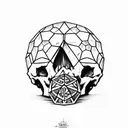 skull with a 20 sided dice in his mouth tattoo design idea