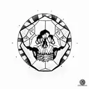 skull with a 20 sided dice in his mouth tattoo design idea