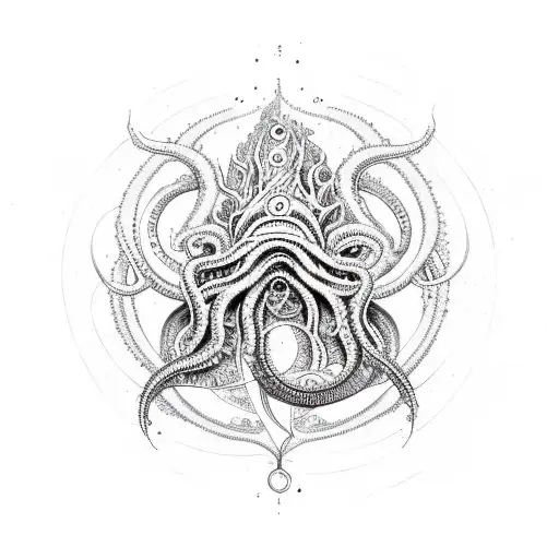 Lovecraftian cosmic horror sigil tattoo design idea