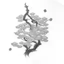 samurai with blossom tree tattoo design idea