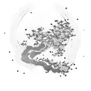 samurai with blossom tree tattoo design idea