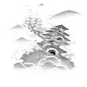 samurai with blossom tree tattoo design idea