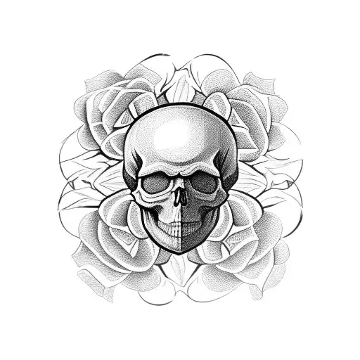 skull with roses, mandala tattoo design idea