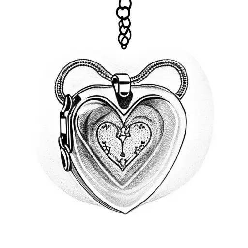 glass heart locket anklet with chain tattoo design idea