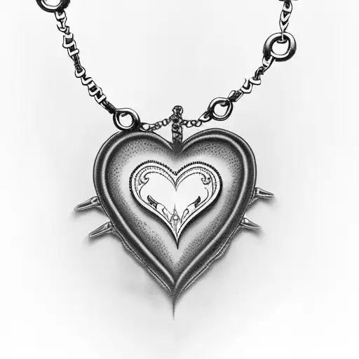 minimal heart pendant anklet with chain links tattoo design idea