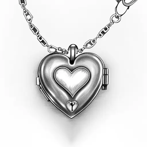 heart locket anklet with chain links tattoo design idea