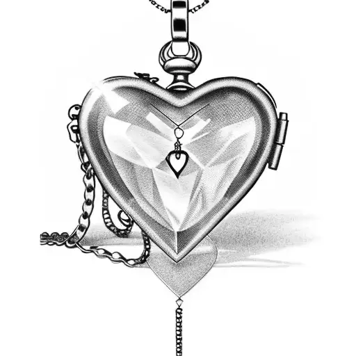 glass heart locket anklet with chain tattoo design idea
