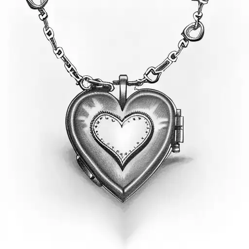 simple heart locket anklet with chain links tattoo design idea