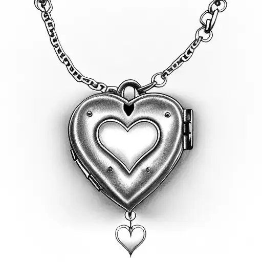 simple heart locket anklet with chain links tattoo design idea