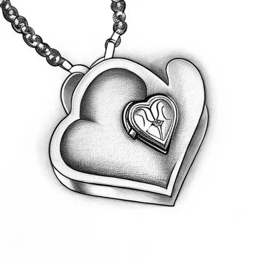 heart locket anklet tattoo design idea