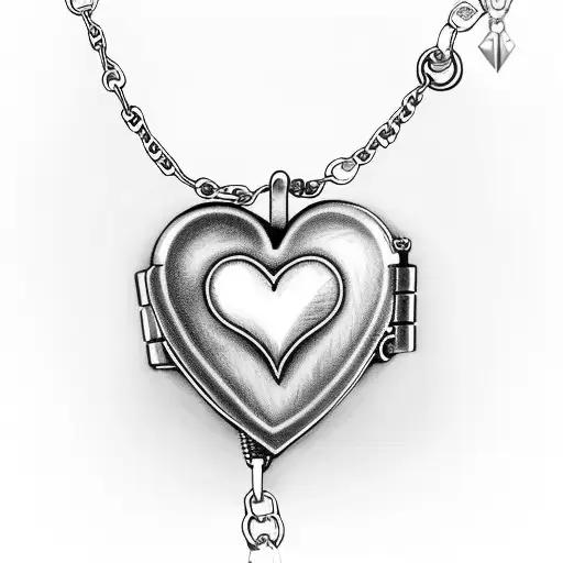 heart locket anklet with chain links tattoo design idea