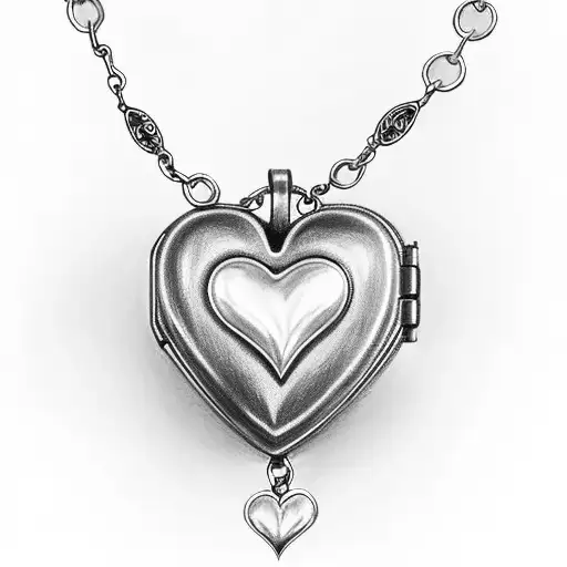 heart locket anklet with chain links tattoo design idea